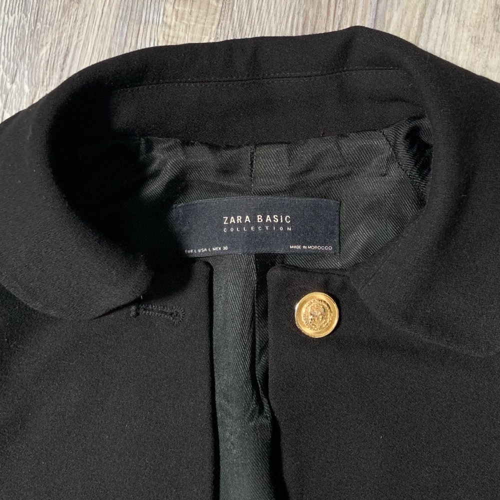 Zara Basic Collection Shift Jacket W/ Gold Buttons - image 3